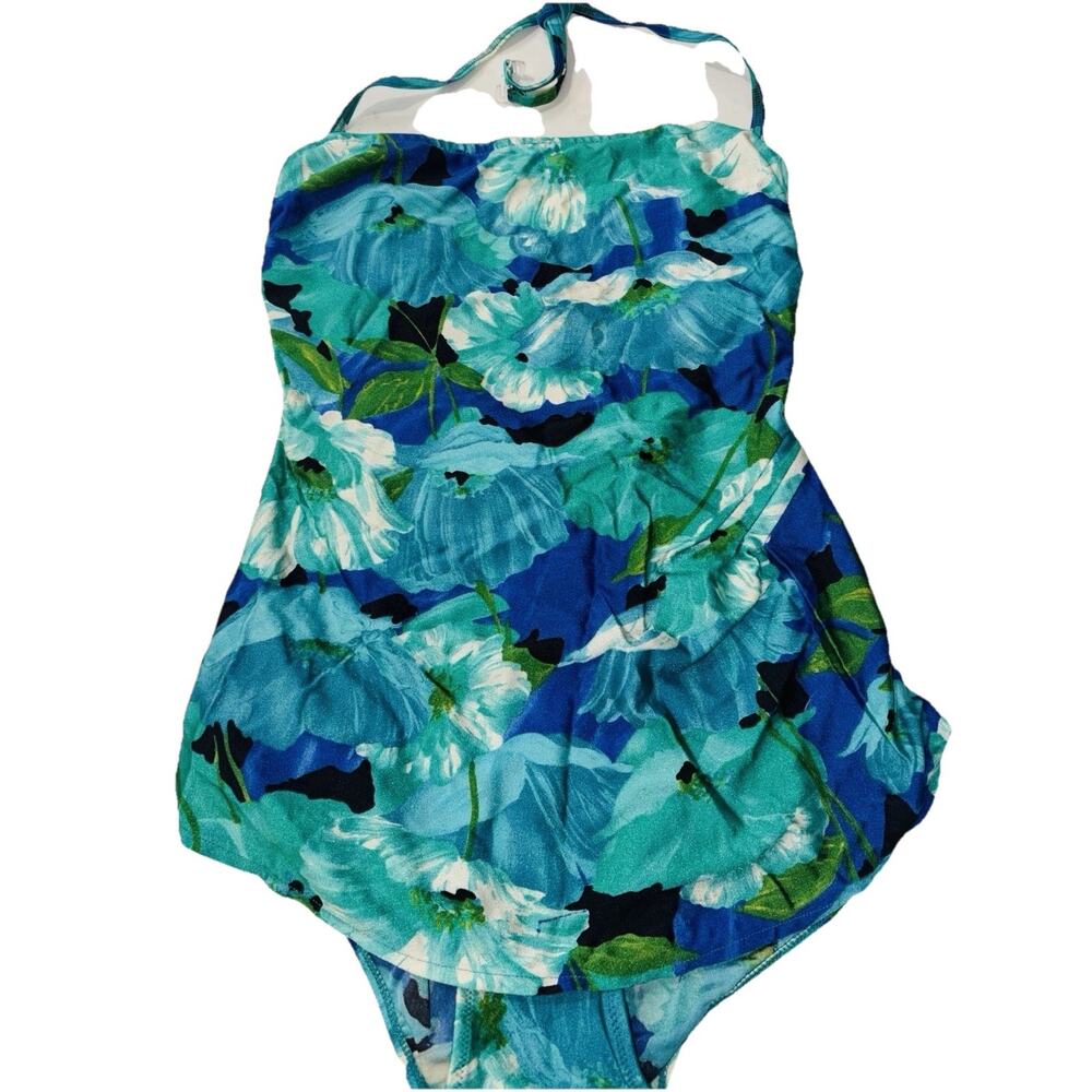 VINTAGE 90s GOTTEX FLORAL SWIMMING SUIT TANK SWIMSUIT WOMEN 12 40